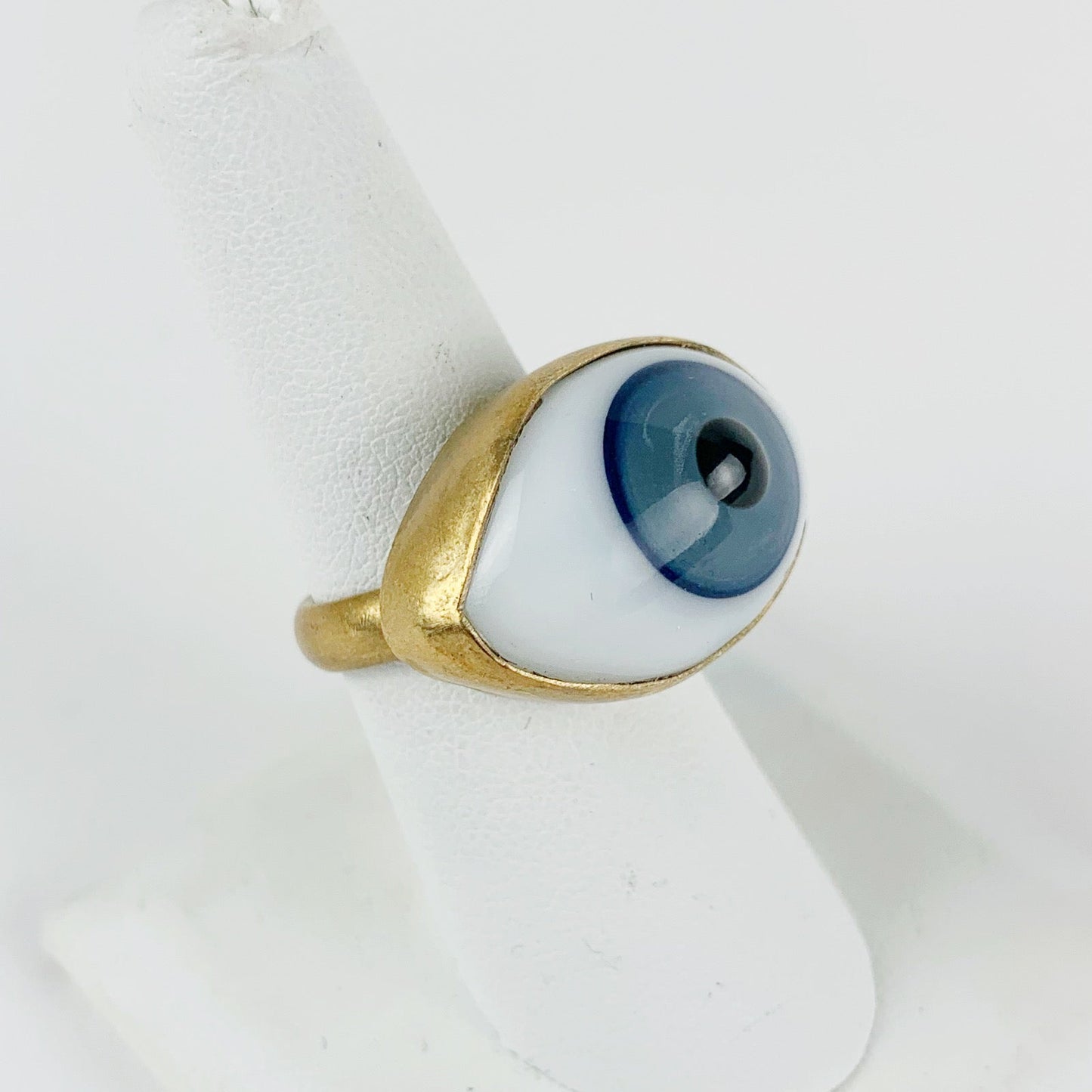 Glass Eye Brass Ring Blue - Loved To Death