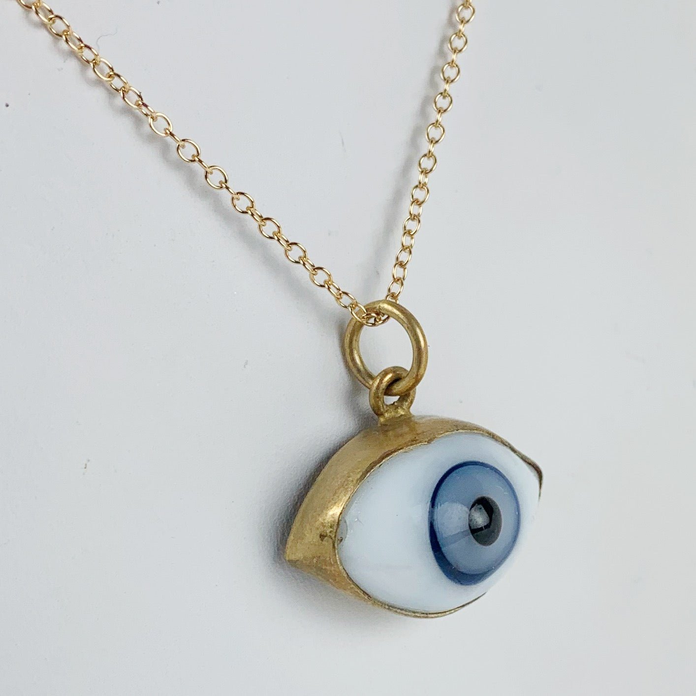 Glass Eye Necklace Small Blue - Loved To Death