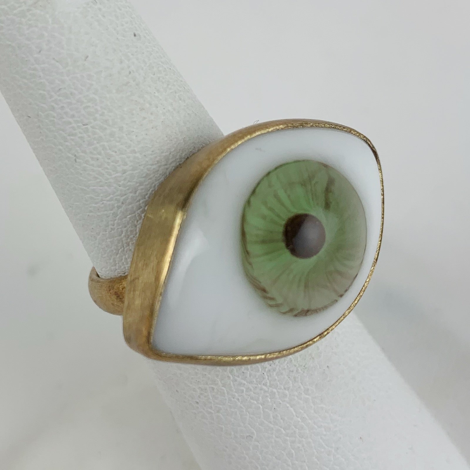 Glass Eye Ring Brass Green - Loved To Death