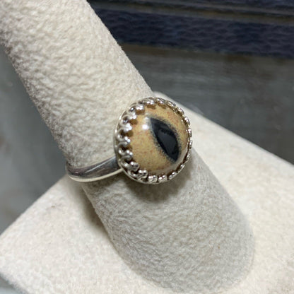 Glass Taxidermy Bobcat Eye Ring Sterling - Loved To Death