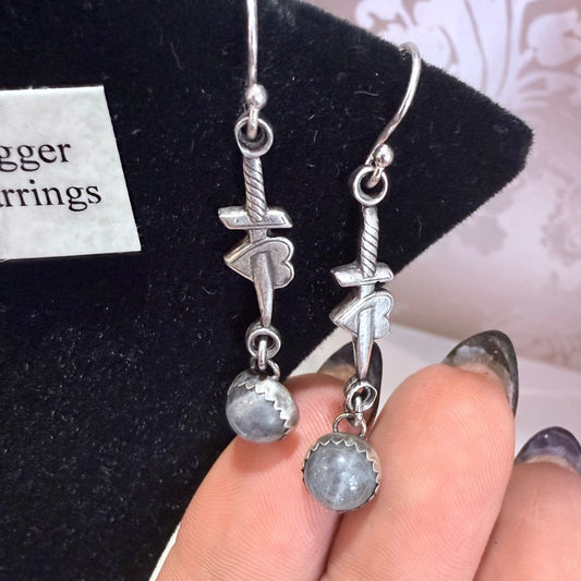 Gothic Victorian Handmade Dagger Sterling Earrings - Loved To Death
