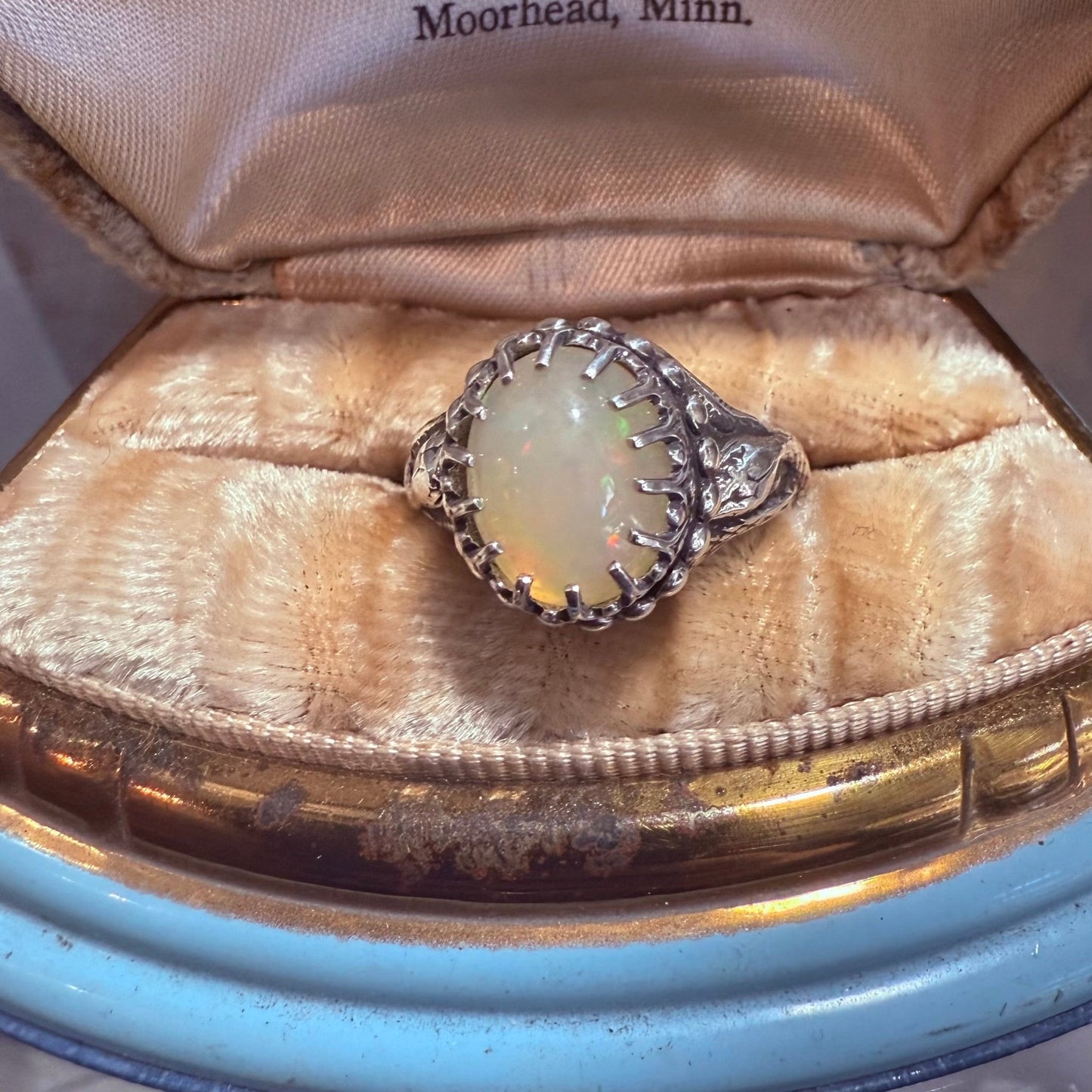 Gothic Victorian Handmade Opal Snakes Ring Sterling - Loved To Death