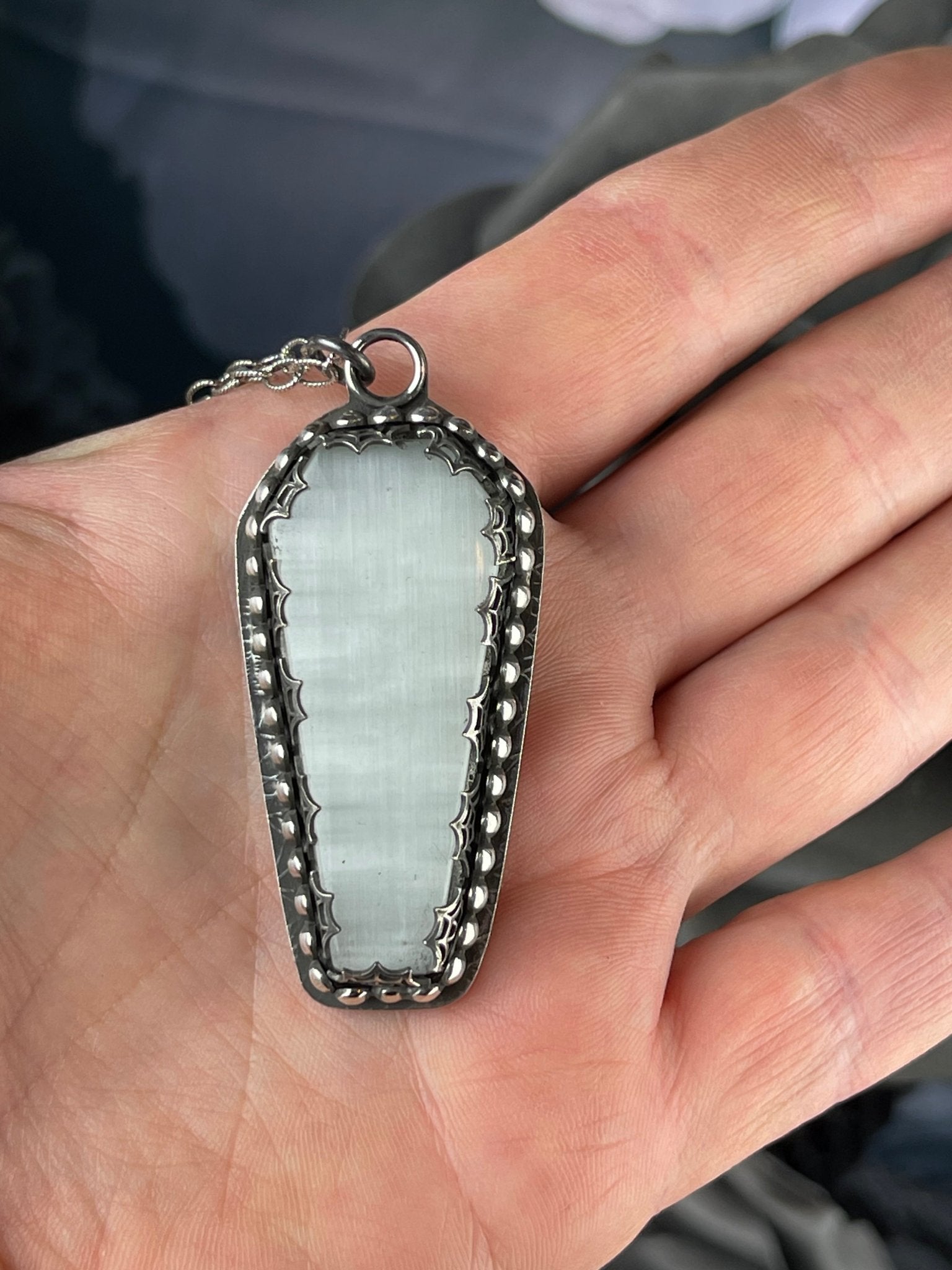 Gothic Victorian Selenite Coffin Necklace - Loved To Death