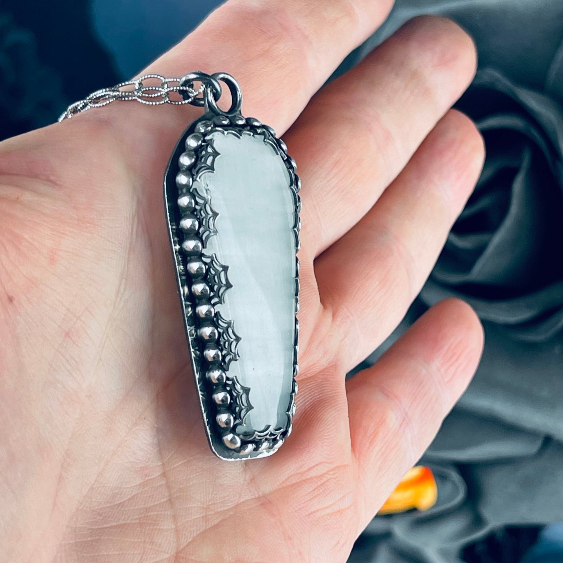Gothic Victorian Selenite Coffin Necklace - Loved To Death