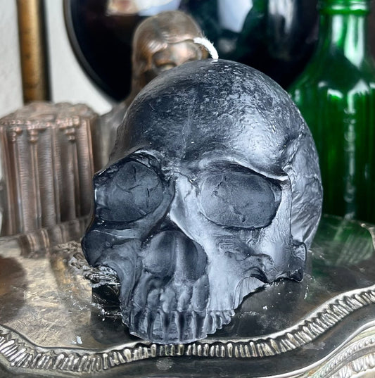 Half Skull Sculptural Black Candle - Loved To Death