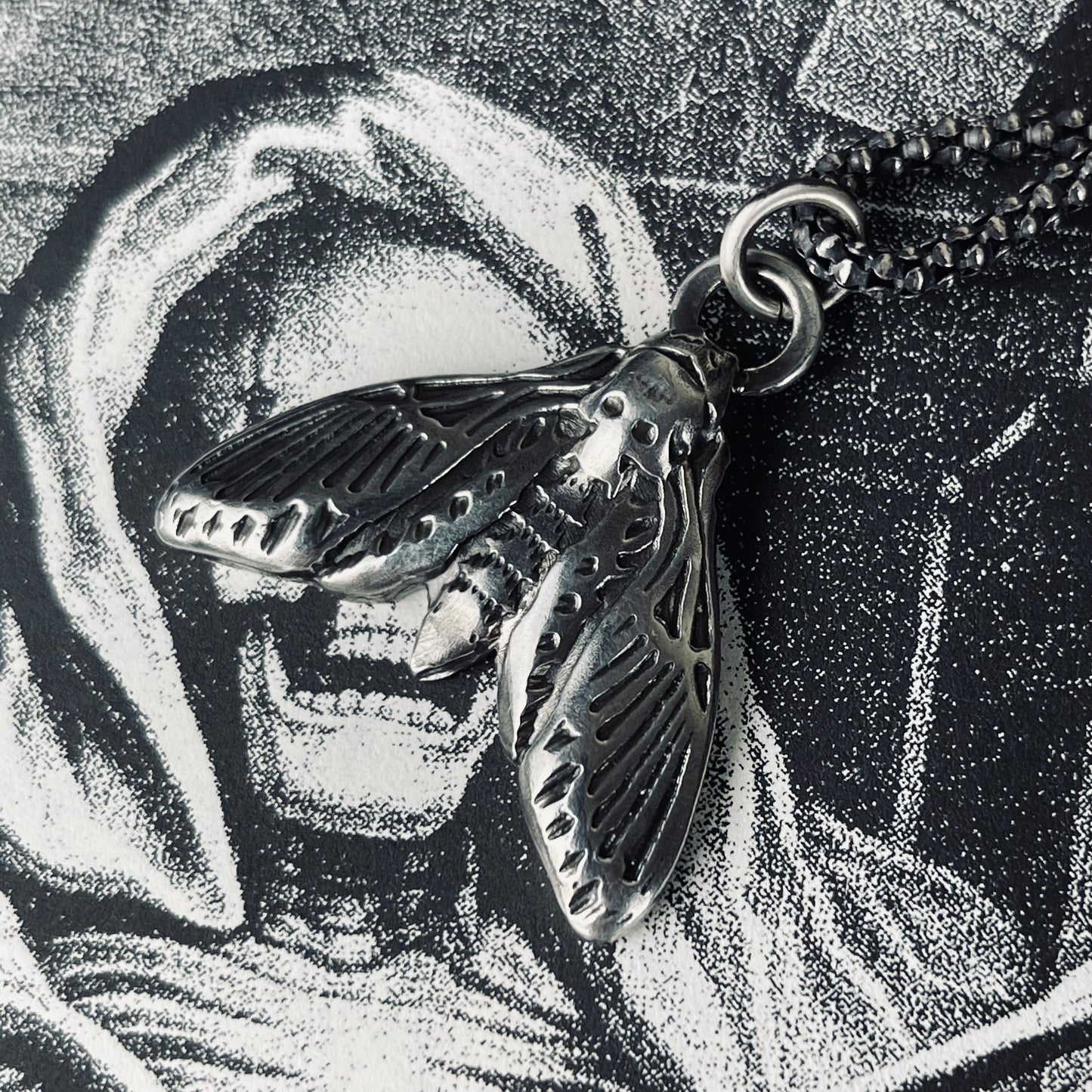 Death Head Hawk Moth Sterling Necklace