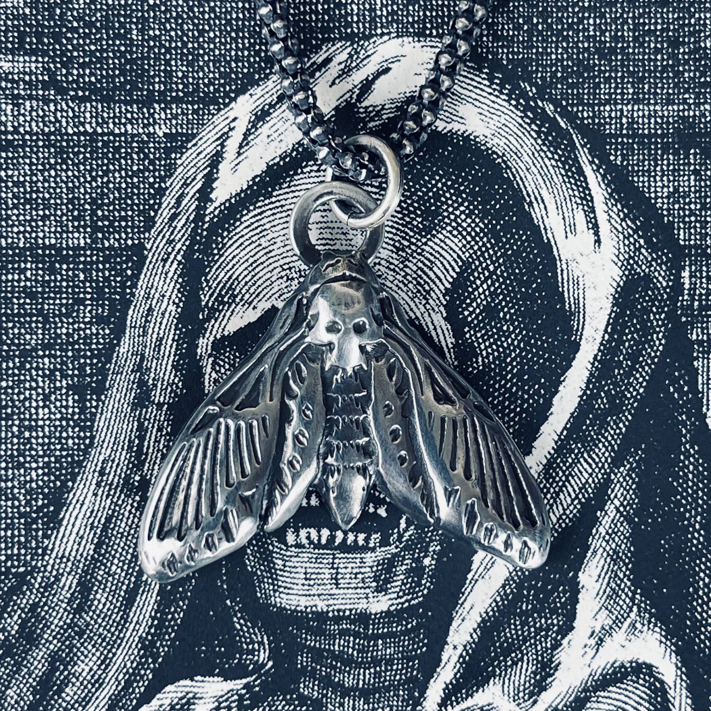 Death Head Hawk Moth Sterling Necklace