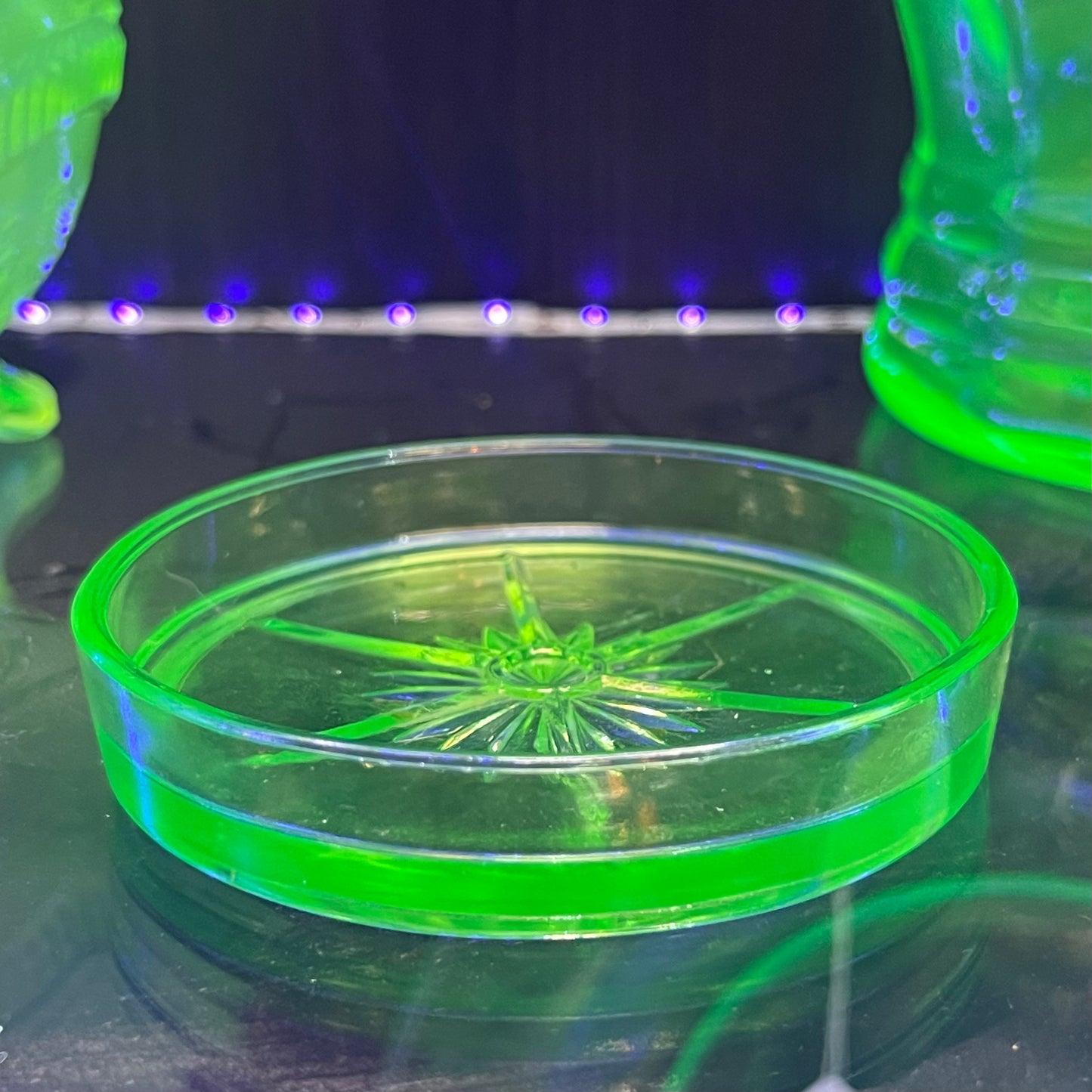 Uranium Glass Round Trinket Dish