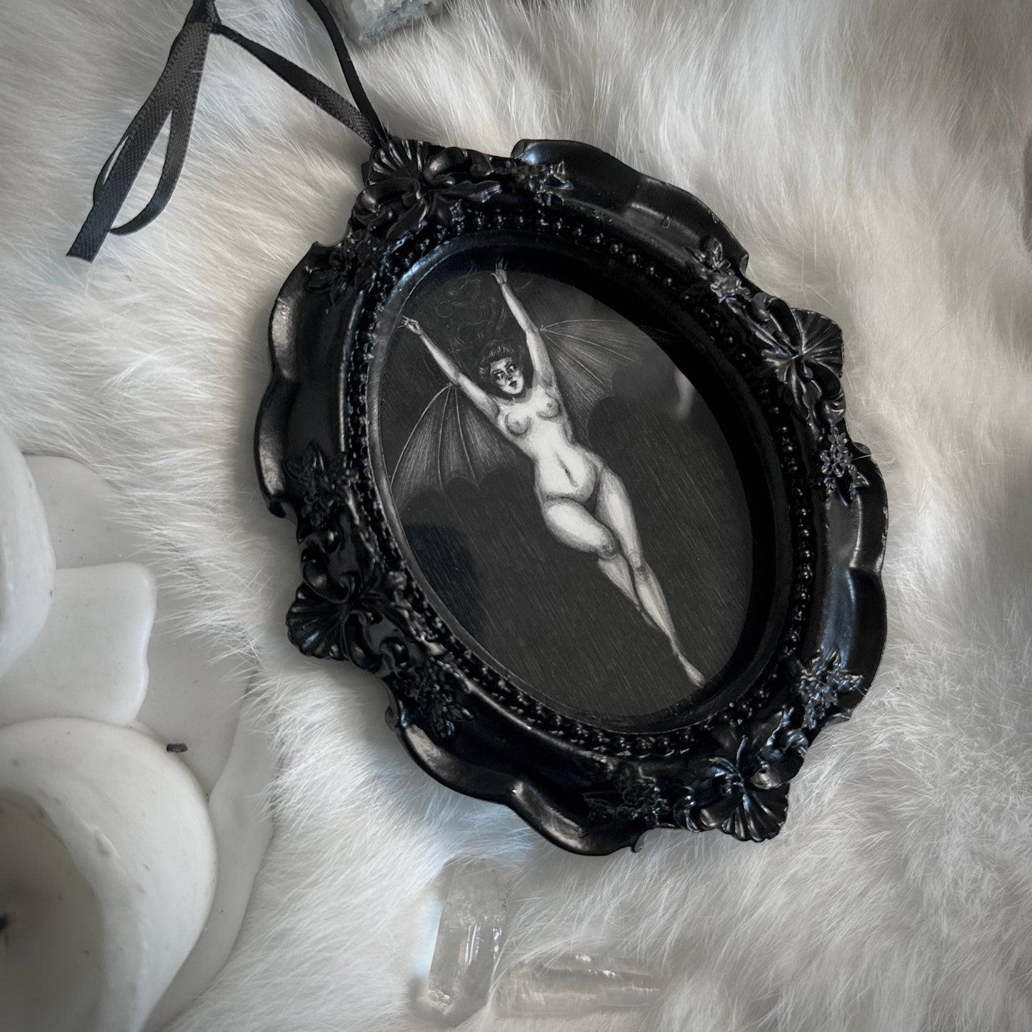 La Femme Chauve - Souris - Mini Ornate Black Framed Art Print - Loved To Death
