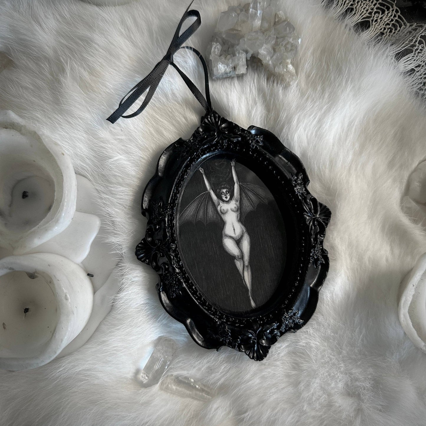La Femme Chauve - Souris - Mini Ornate Black Framed Art Print - Loved To Death