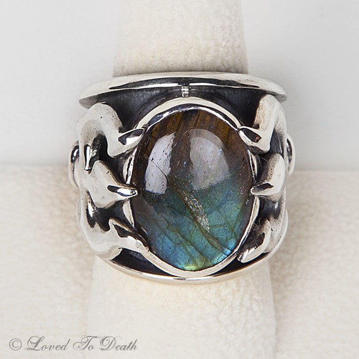 Labradorite Sterling Trident Ring - Loved To Death