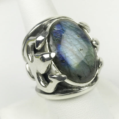 Labradorite Sterling Trident Ring - Loved To Death