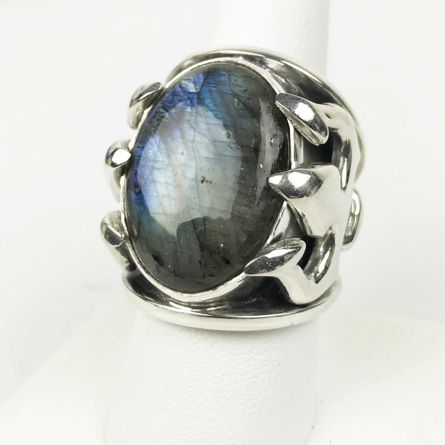 Labradorite Sterling Trident Ring - Loved To Death