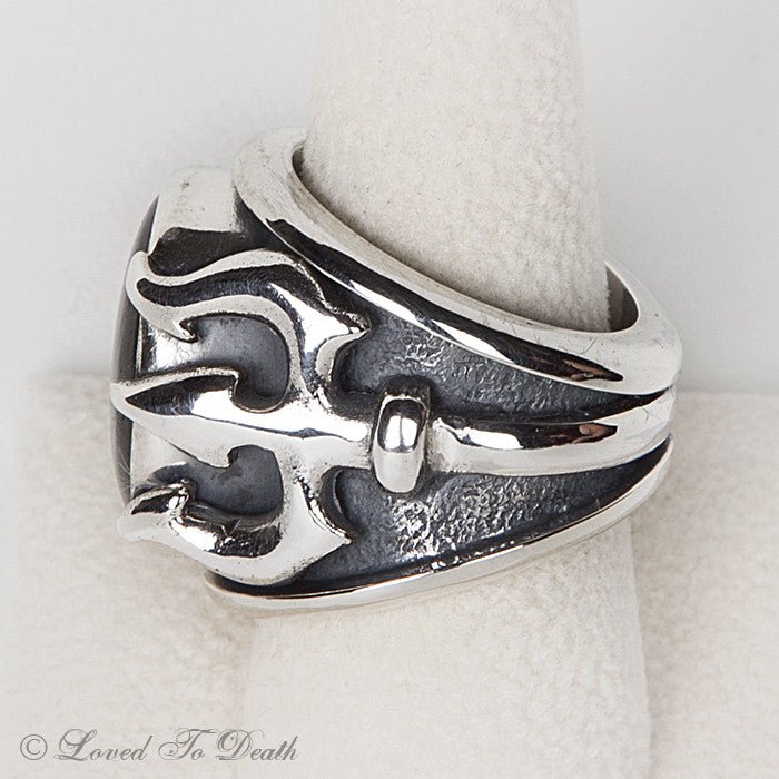 Labradorite Sterling Trident Ring - Loved To Death