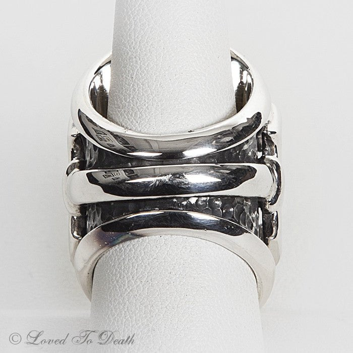 Labradorite Sterling Trident Ring - Loved To Death