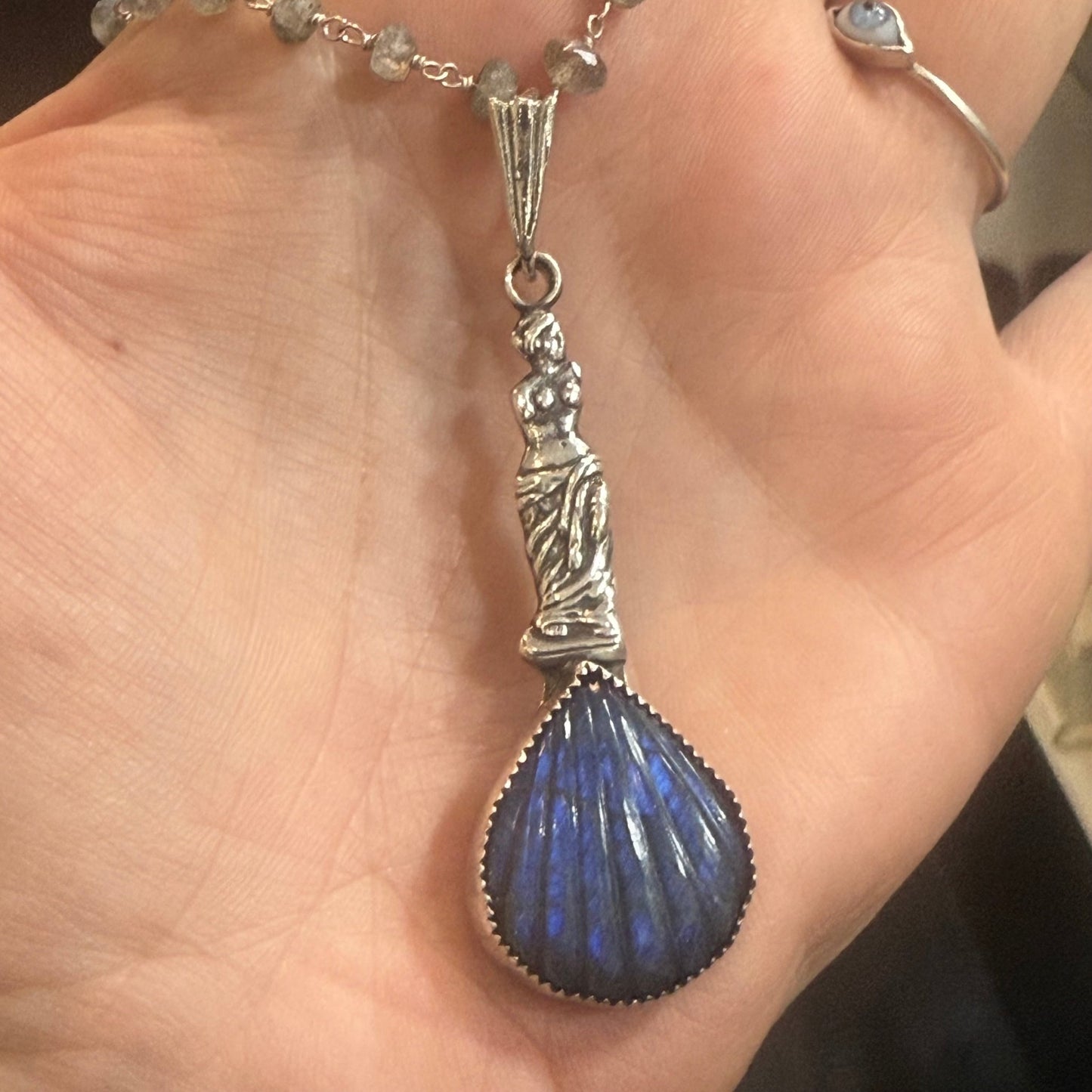 LTD Sterling Venus on Labradorite Shell Necklace - Loved To Death