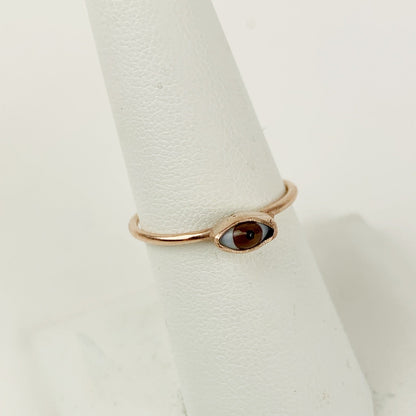 Mini Rose Gold Brown Glass Eye Ring - Loved To Death