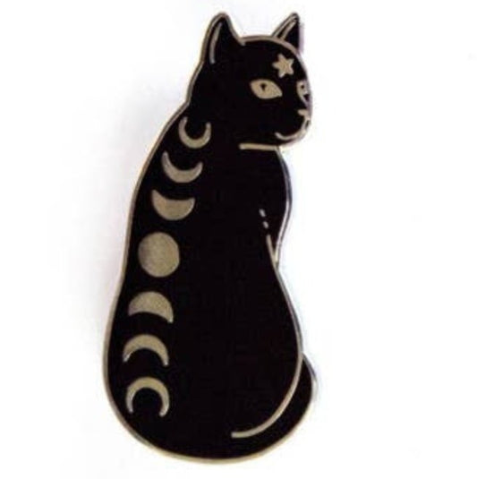 Moon Phases Black Cat Pin - Loved To Death