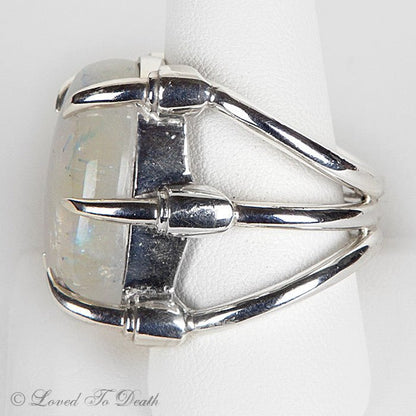 Moonstone Claw Sterling Ring - Loved To Death