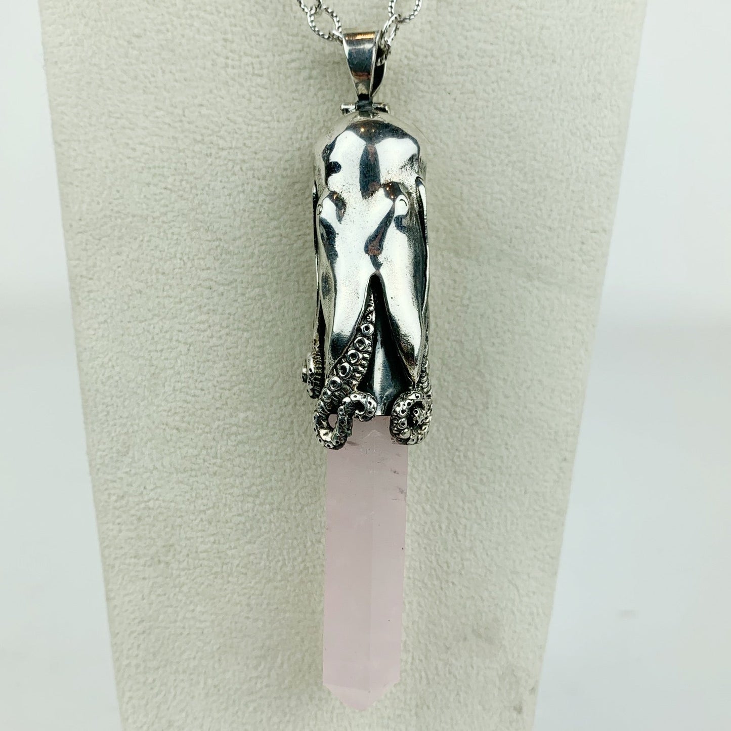 Octopus Sterling Rose Quartz Point Necklace - Loved To Death