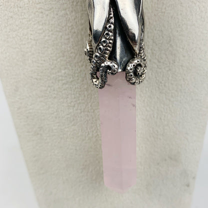 Octopus Sterling Rose Quartz Point Necklace - Loved To Death
