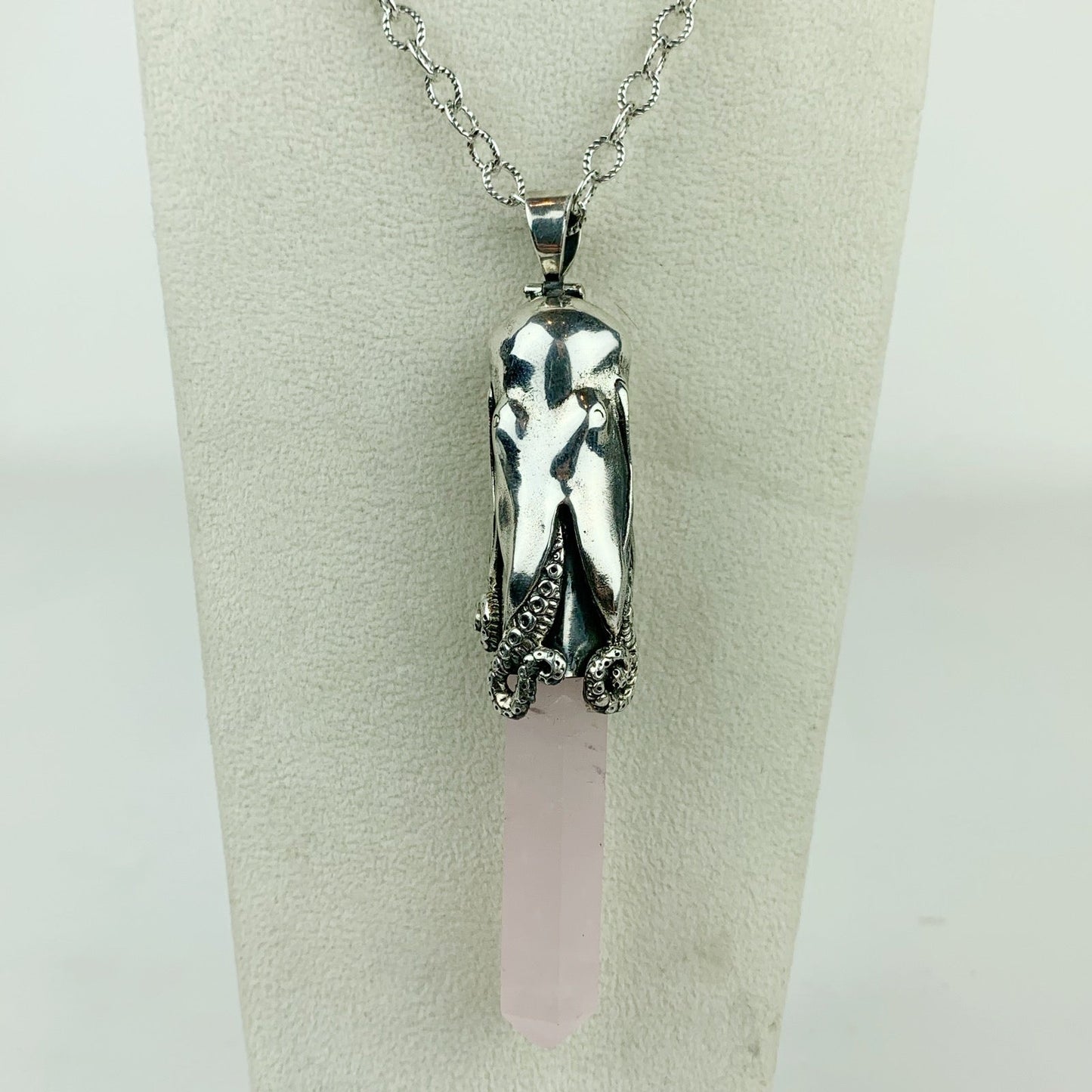 Octopus Sterling Rose Quartz Point Necklace - Loved To Death