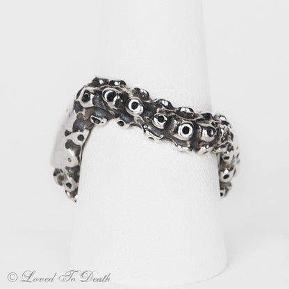 Octopus Tentacle Ring Oxidized Sterling Silver - Loved To Death
