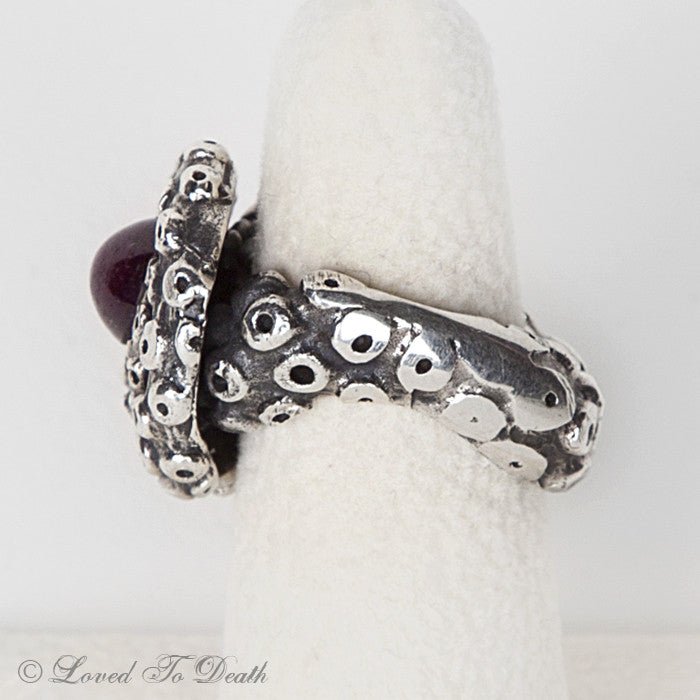 Octopus Tentacle Ring Star Ruby Sterling - Loved To Death