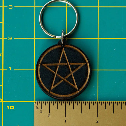 Pentagram Wooden Keychain - Loved To Death