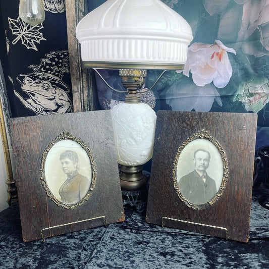 Rare Victorian Porcelain Photo Cameos in Wooden Frames - Loved To Death