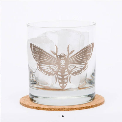 Silver Foil Death Head Hawk Moth Glass - Loved To Death