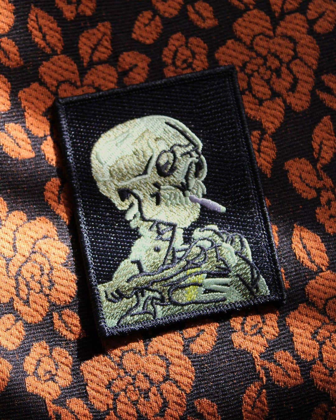 Skull of a Skeleton with Burning Cigarette • Patch - Loved To Death