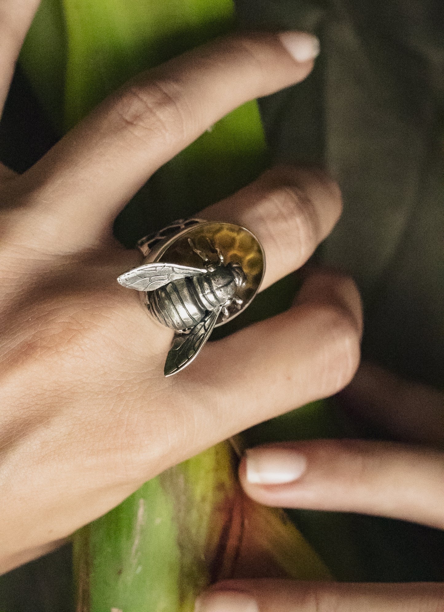 Sterling Amber Honey Bee Ring - Loved To Death