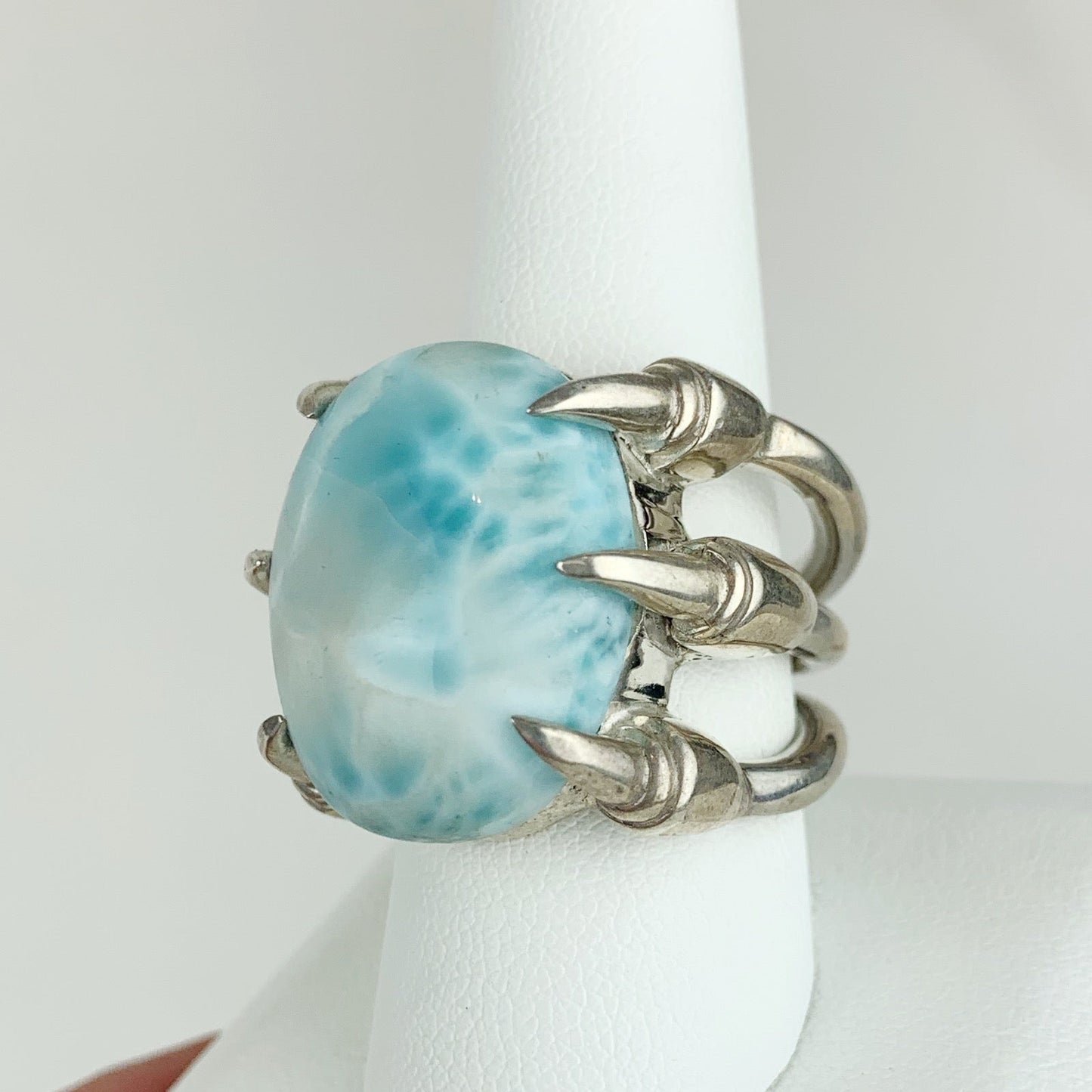 Sterling Claw Larimar Ring - Loved To Death