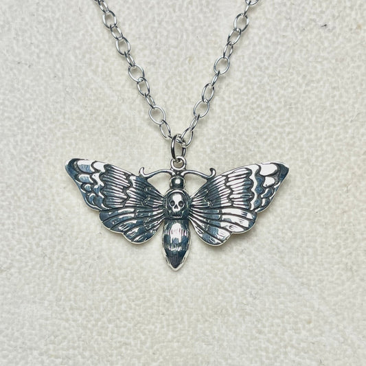 Sterling Death Head Moth Necklace - Loved To Death