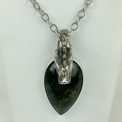Sterling Dragon Labradorite Drop Necklace - Loved To Death
