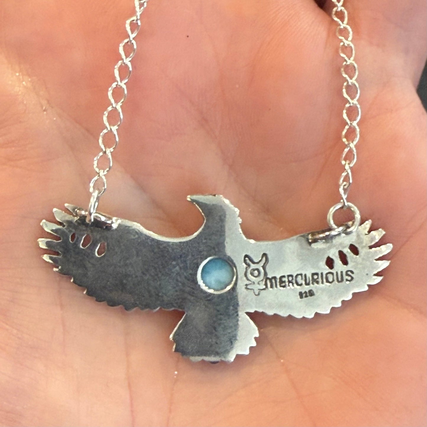 Sterling Eagle Larimar Necklace - Loved To Death