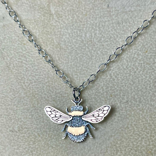 Sterling & Gold Bumblebee Necklace - Loved To Death