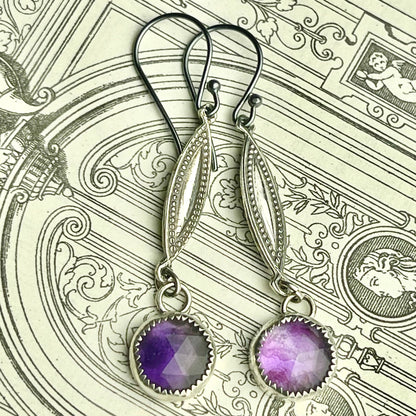 Sterling Gothic Victorian Amethyst Earrings - Loved To Death