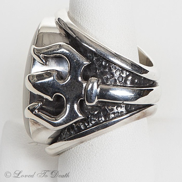 Sterling Moonstone Trident Ring - Loved To Death