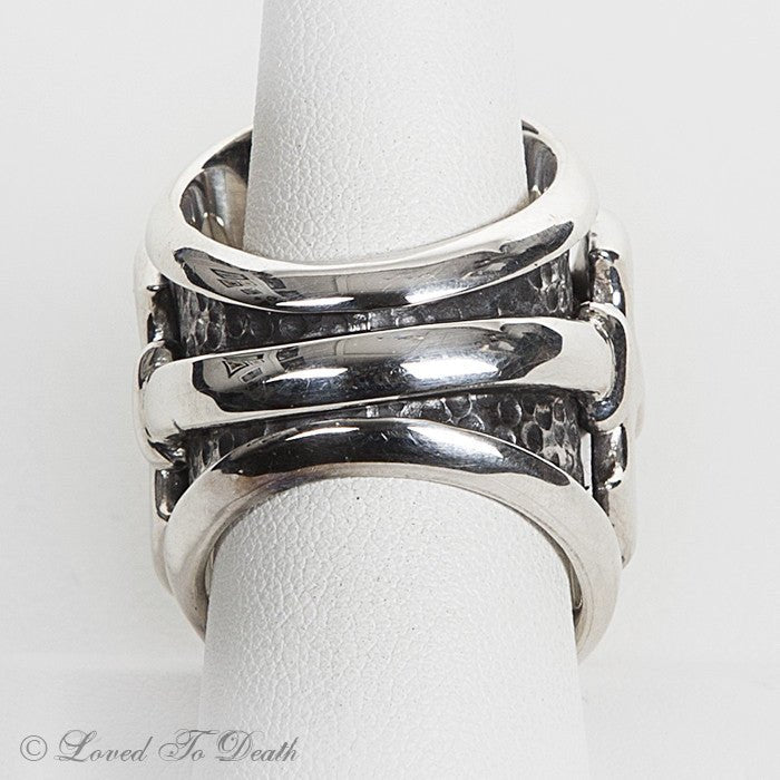 Sterling Moonstone Trident Ring - Loved To Death