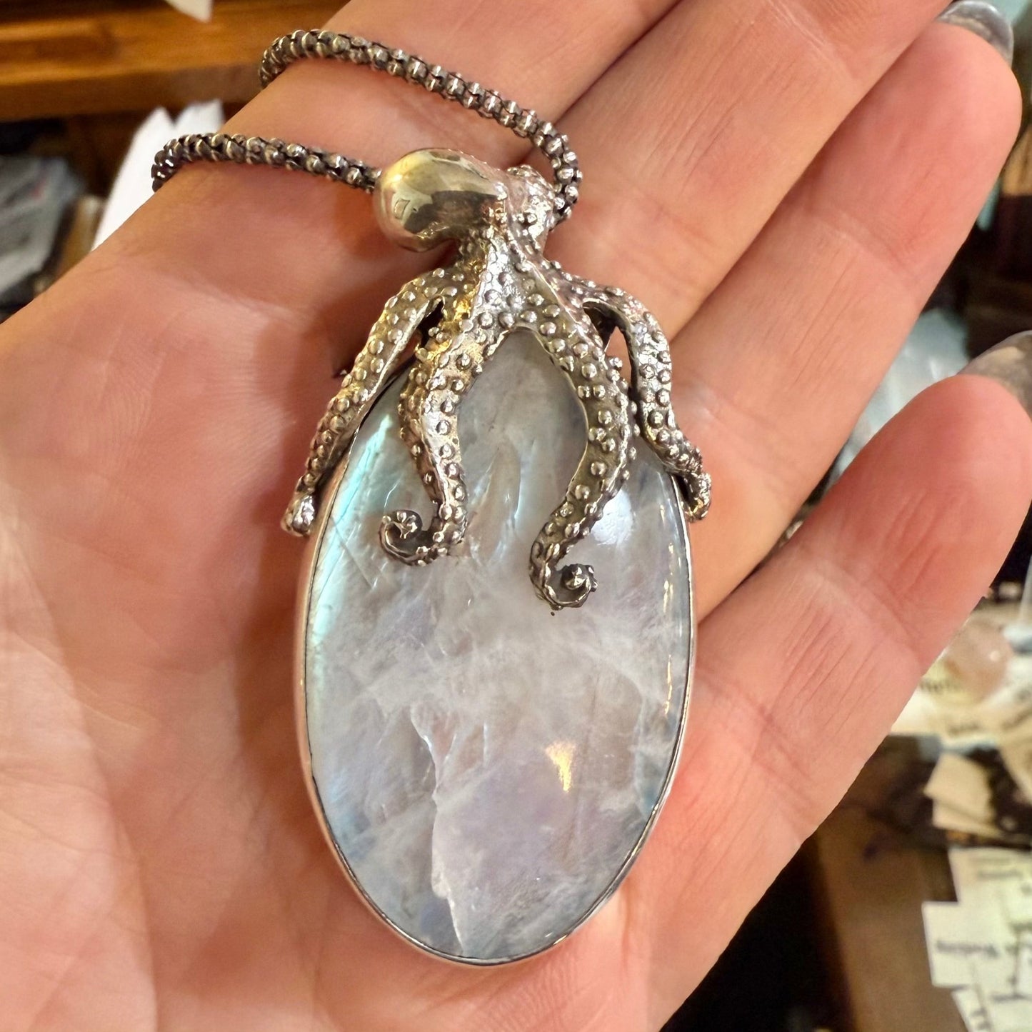 Sterling Octopus Moonstone Necklace - Loved To Death