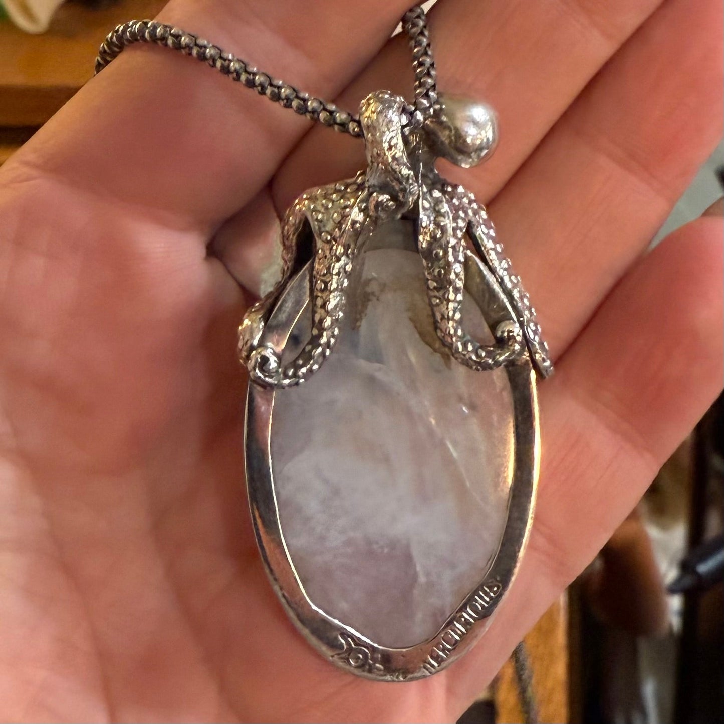 Sterling Octopus Moonstone Necklace - Loved To Death