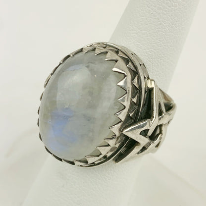Sterling Rainbow Moonstone Star Ring - Loved To Death