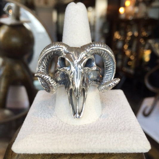 Sterling Ram Skull Ring - Loved To Death