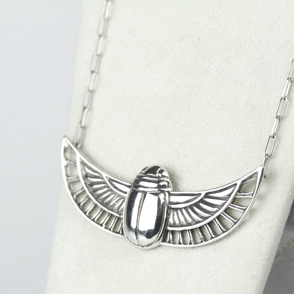 Sterling Scarab Winged Necklace - Loved To Death