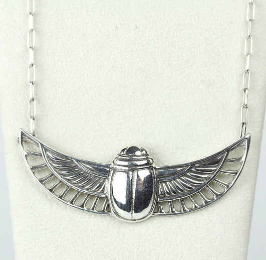 Sterling Scarab Winged Necklace - Loved To Death
