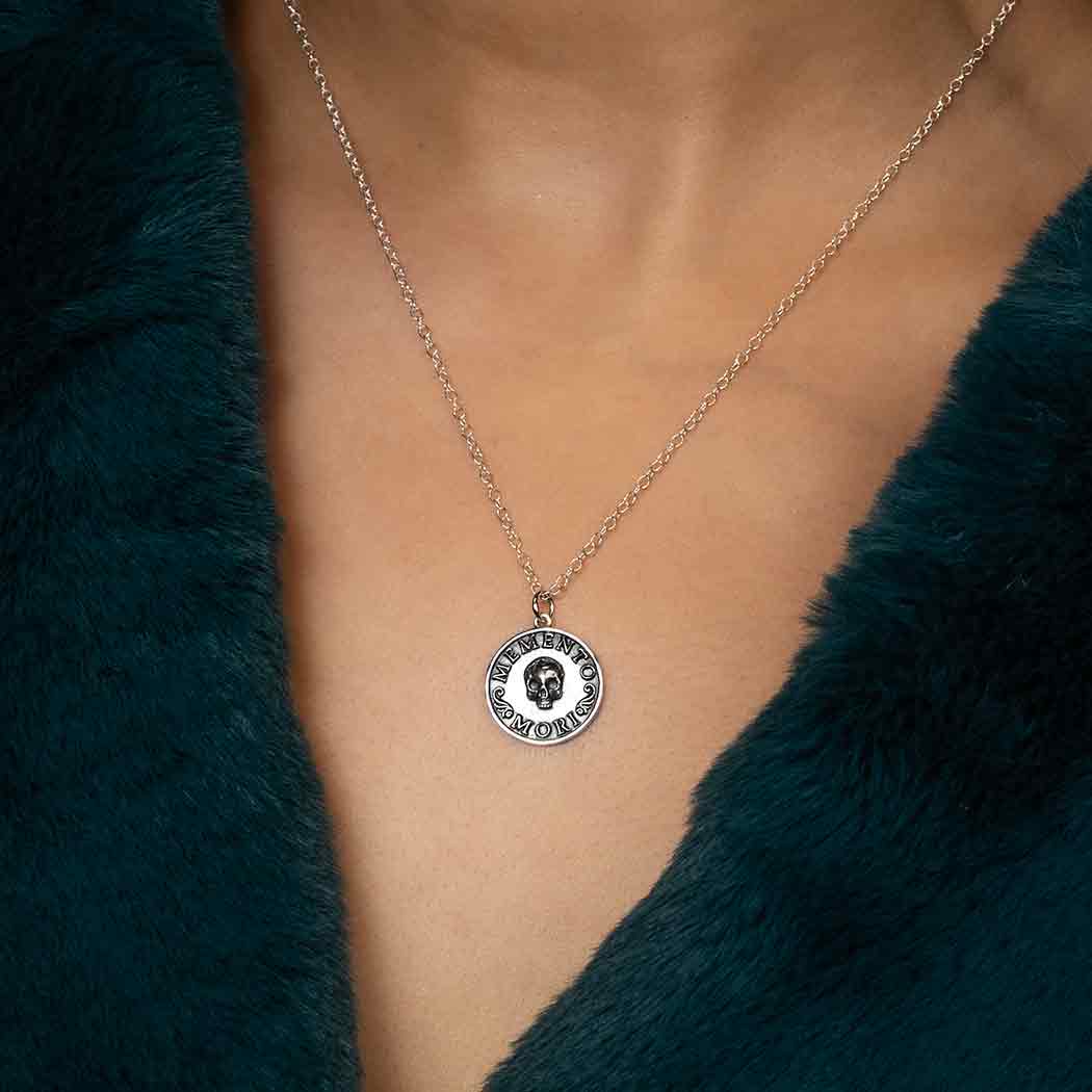 Sterling Silver Memento Mori Skull Necklace - Loved To Death