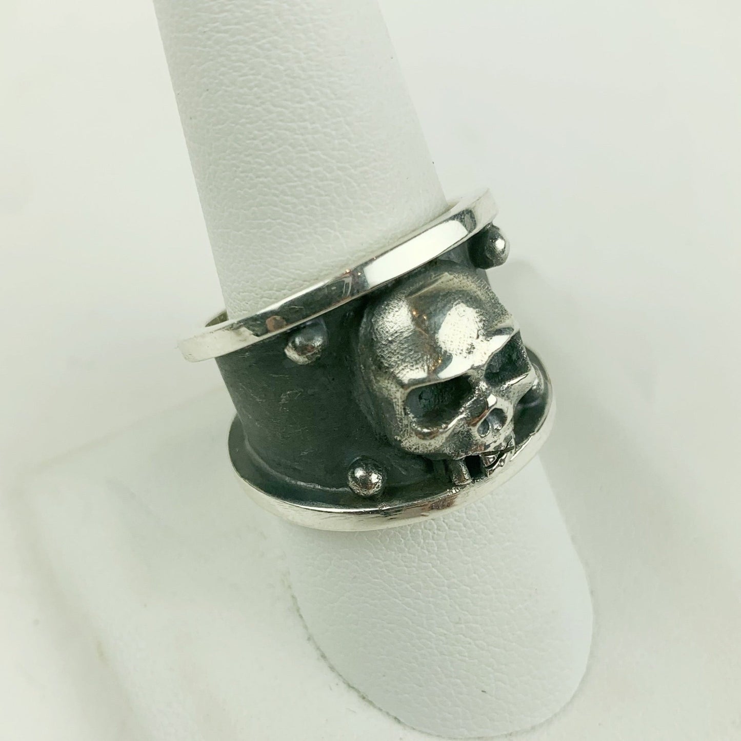 Sterling Silver Skull Thick Band Ring - Loved To Death