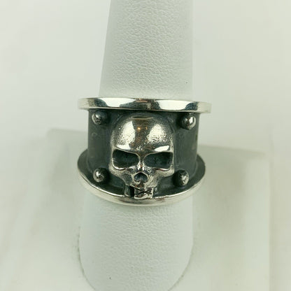 Sterling Silver Skull Thick Band Ring - Loved To Death